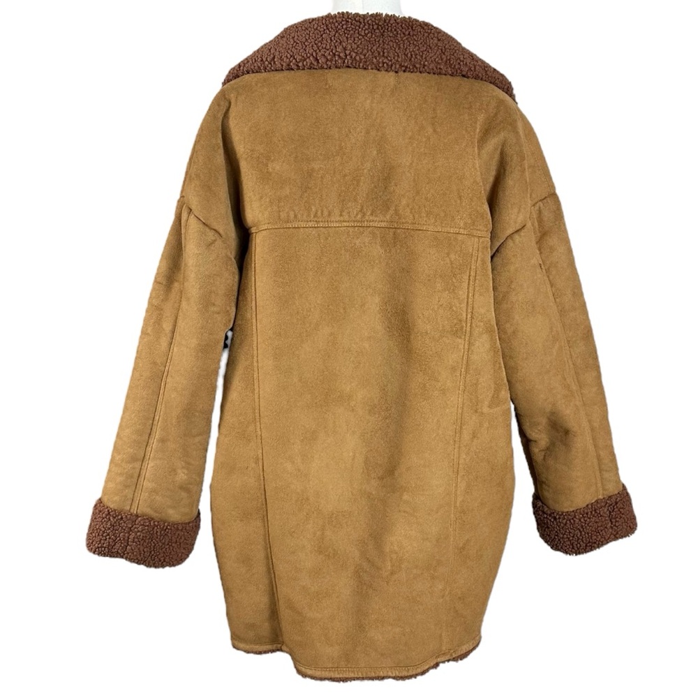 Free People Western Bohemian Retro 70s Winter Faux Sherpa Suede Diogo Coat Small - Picture 9 of 14